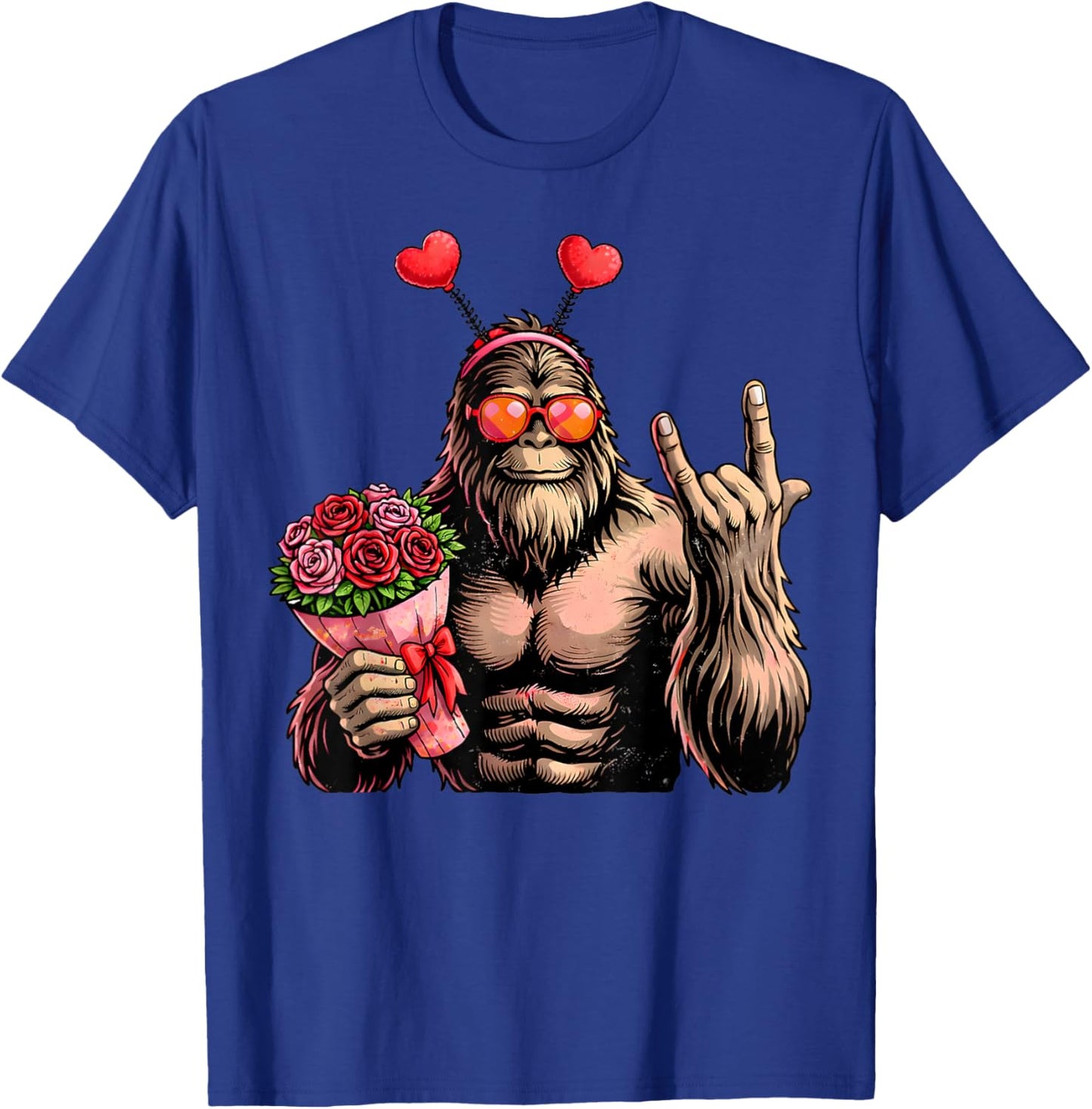 Funny Valentines Day Bigfoot Heart Sasquatch Men Boys Kids T-Shirt - T-Shirt | Royal