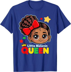 Little Melanin Queen Black History Month BLM African Girls T-Shirt - T-Shirt | Royal
