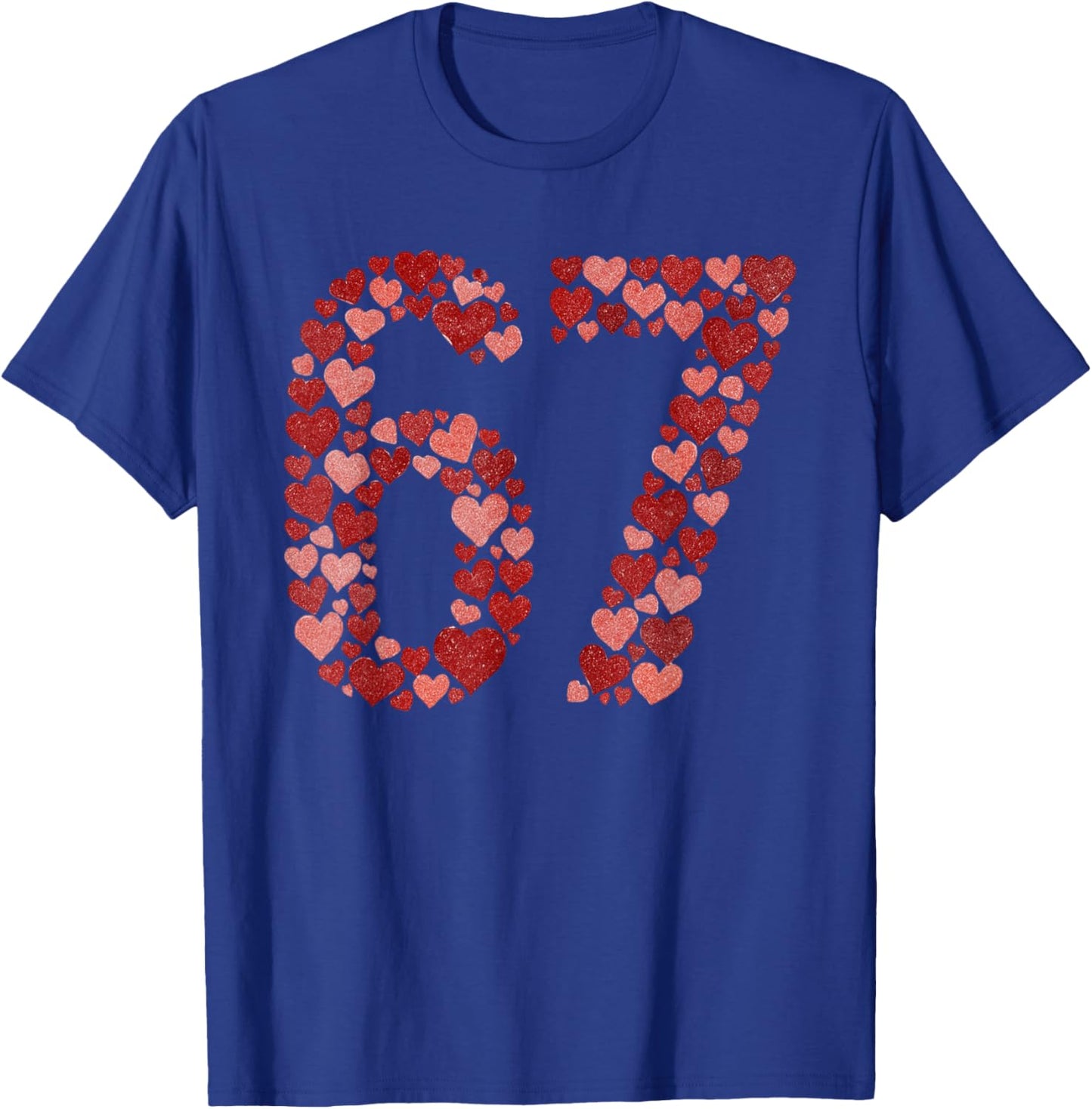 67 Valentine's Day Sparkling Hearts Mosaic Six Seven Meme T-Shirt - T-Shirt | Royal