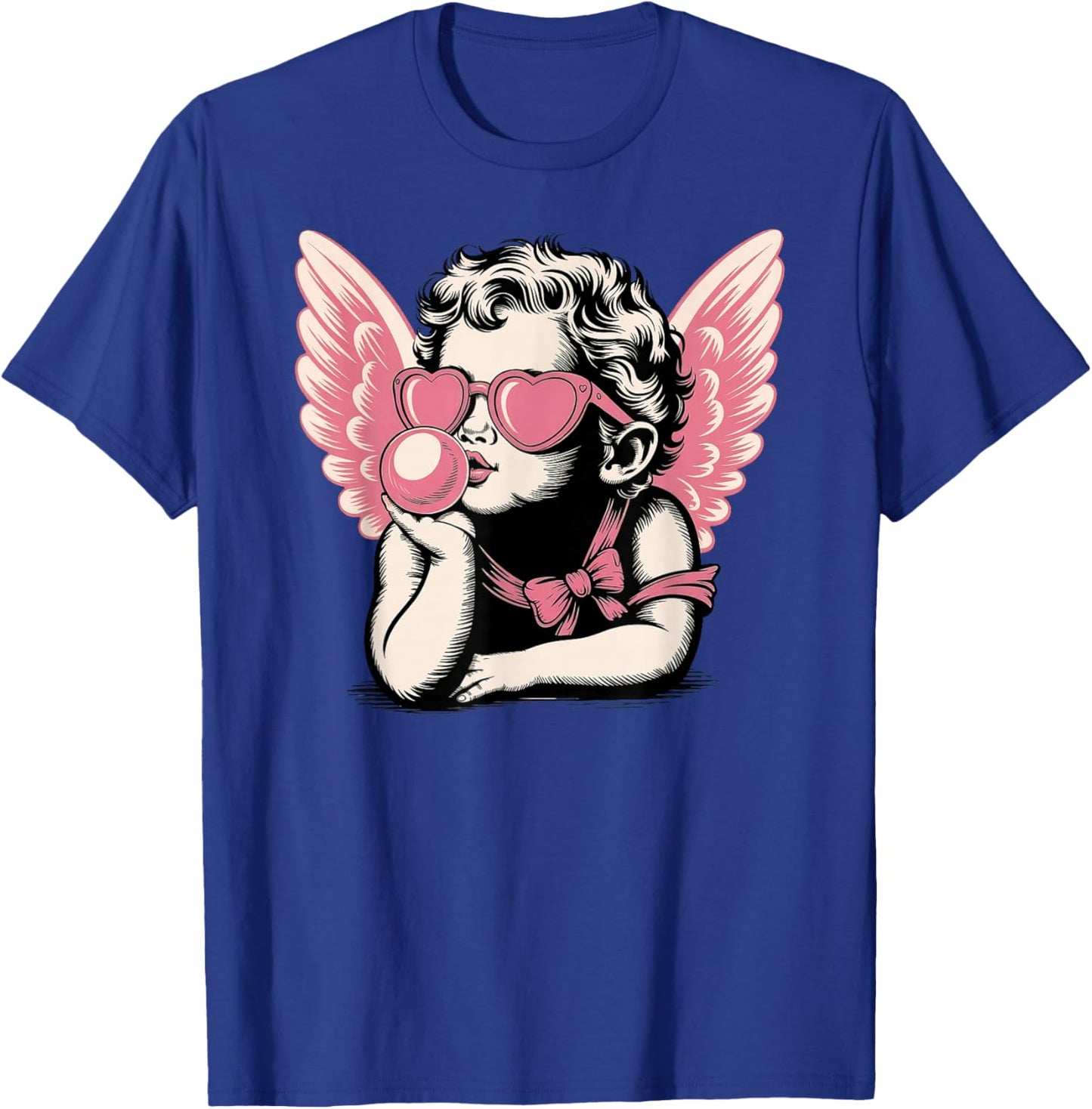 Cupid Valentine's Day Vintage Cupid Blowing Bubble T-Shirt - T-Shirt | Royal