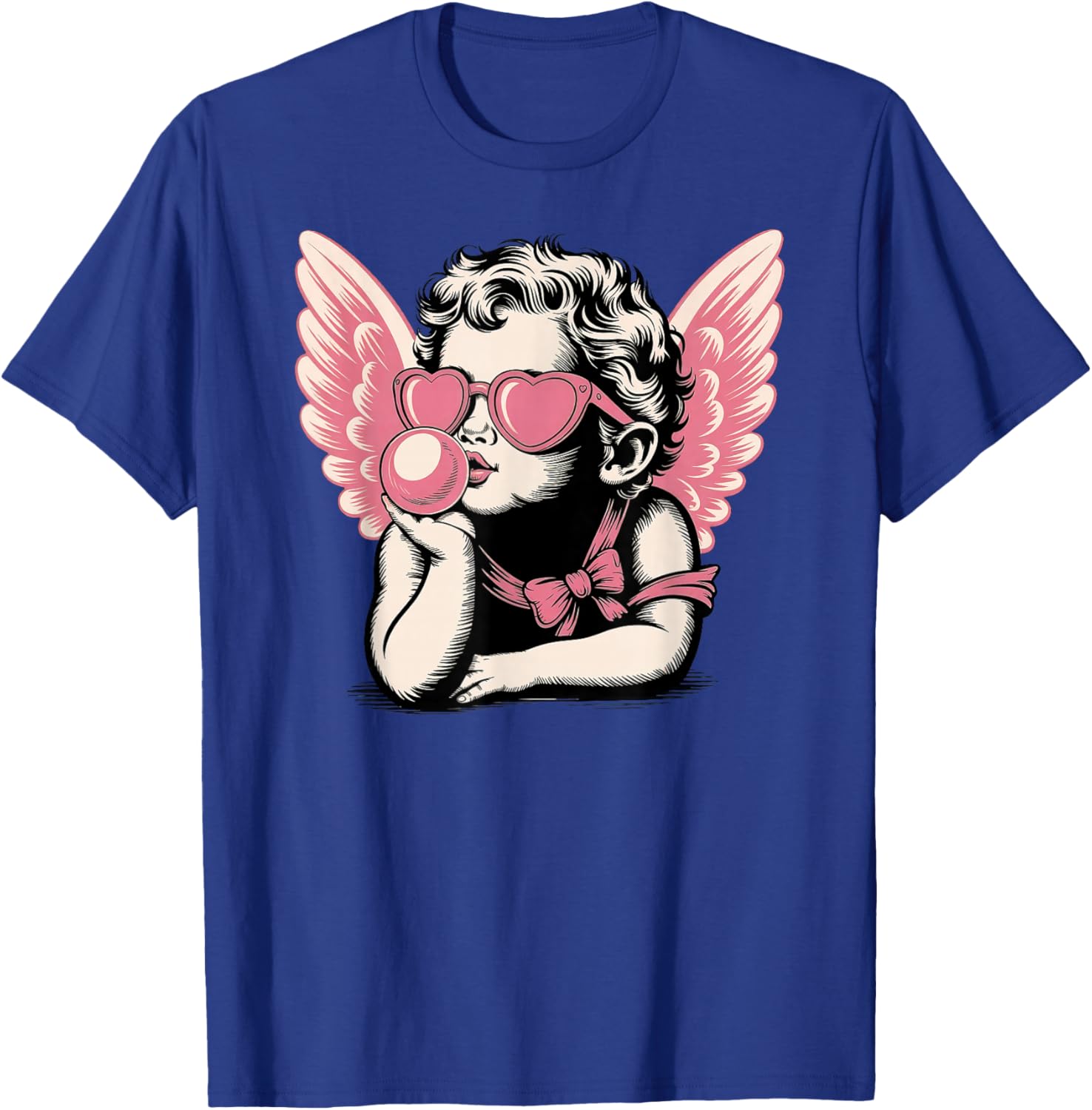 Cupid Valentine's Day Vintage Cupid Blowing Bubble T-Shirt - T-Shirt | Royal
