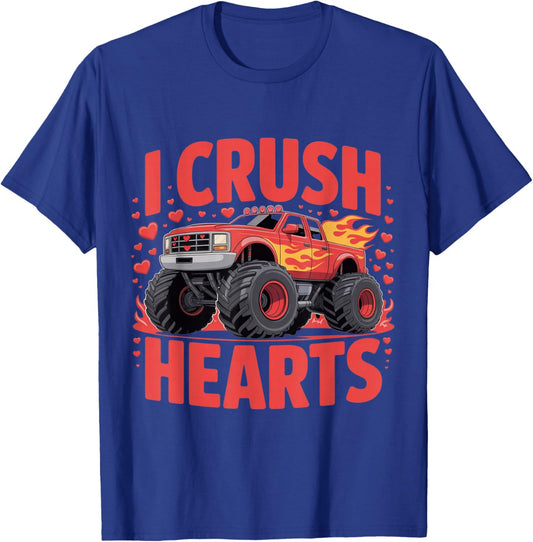 I Crush Hearts Monster Truck Valentine Boys Toddler T-Shirt - T-Shirt | Royal