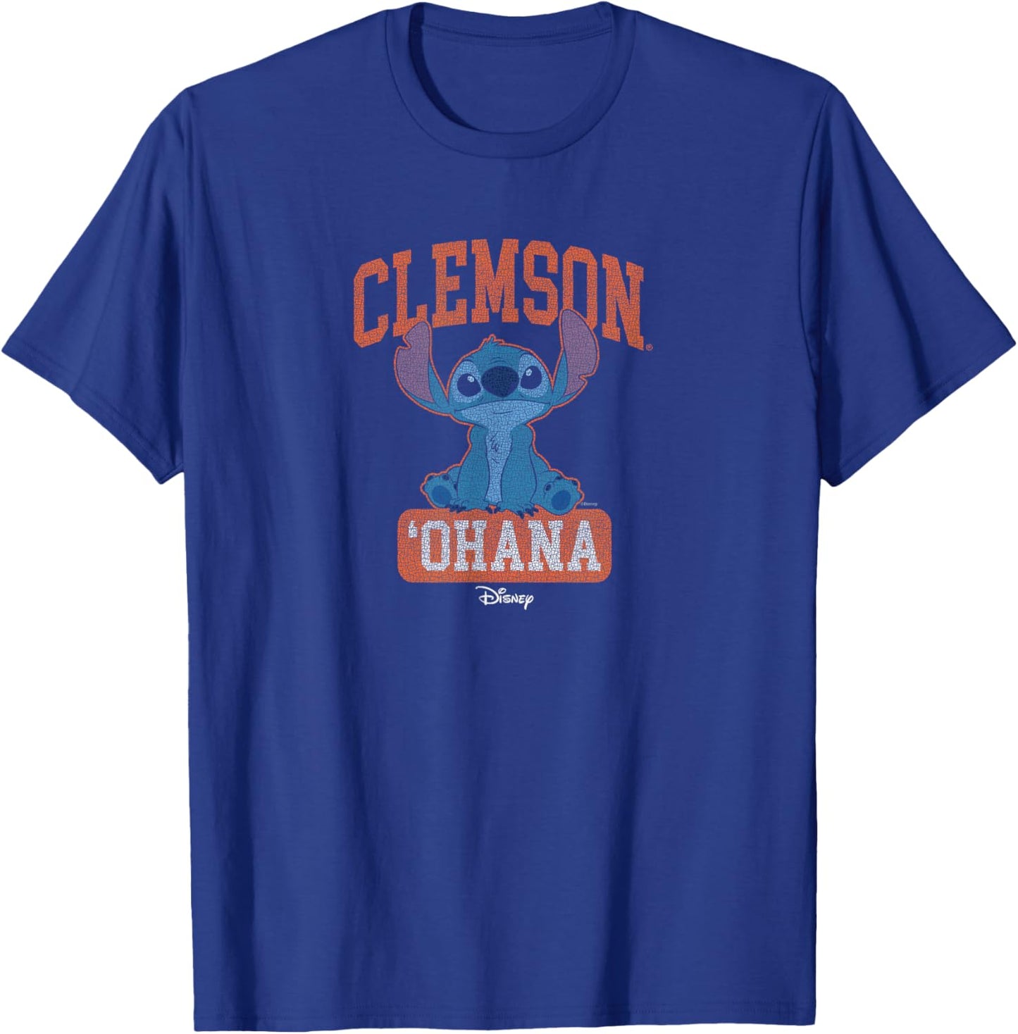 Clemson Tigers Stitch Ohana Vintage Black T-Shirt - T-Shirt | Royal