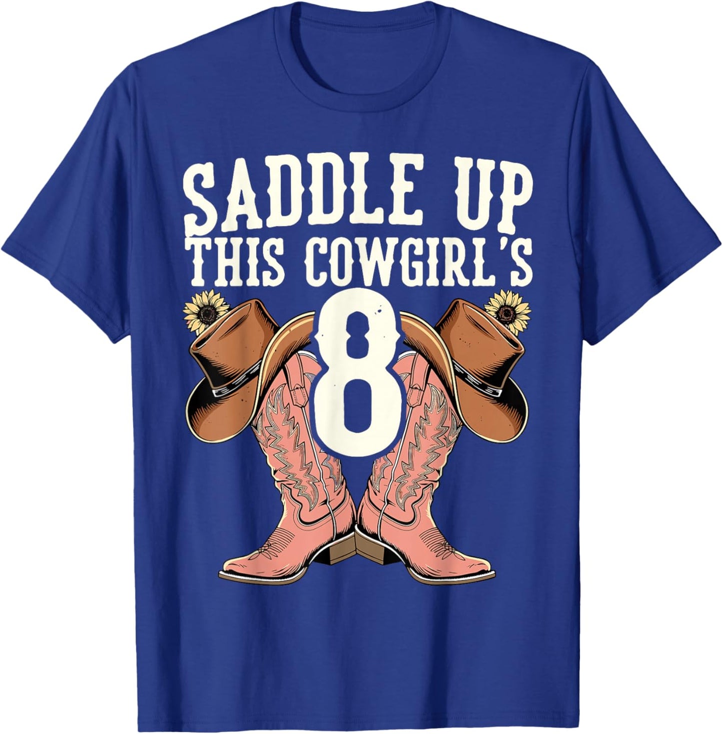 Yeehaw Rodeo Eighth Birthday Celebration 8 Years Old Kid T-Shirt - T-Shirt | Royal