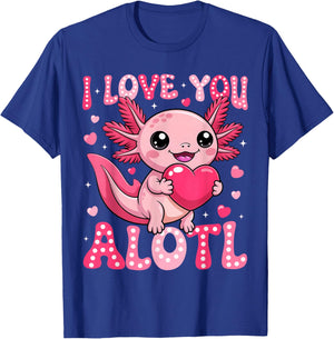 Valentine Axolotl Lover I Love You A Lotl Boy Girl Kid T-Shirt - T-Shirt | Royal