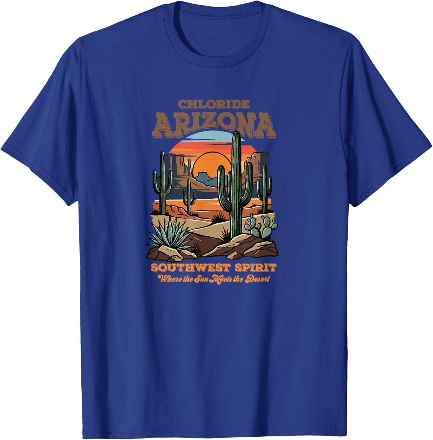 Chloride, Arizona Desert Sunset Cactus Southwest Art T-Shirt - T-Shirt | Royal