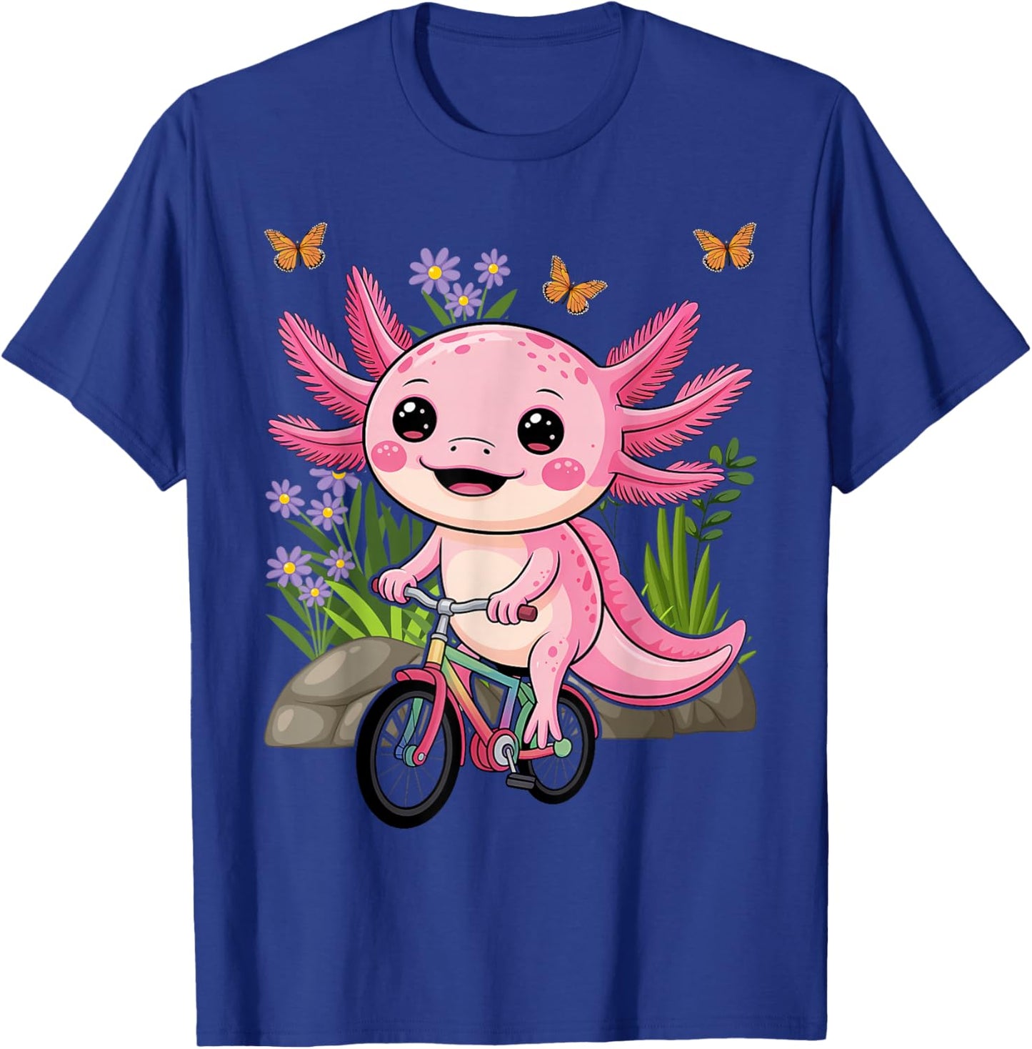 Axolotl Lover Kids Bicycle Riding Bike T-Shirt - T-Shirt | Royal