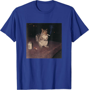 Funny Smoking Squirrel Chipmonk Cigarette Beer Gen Z T-Shirt - T-Shirt | Royal