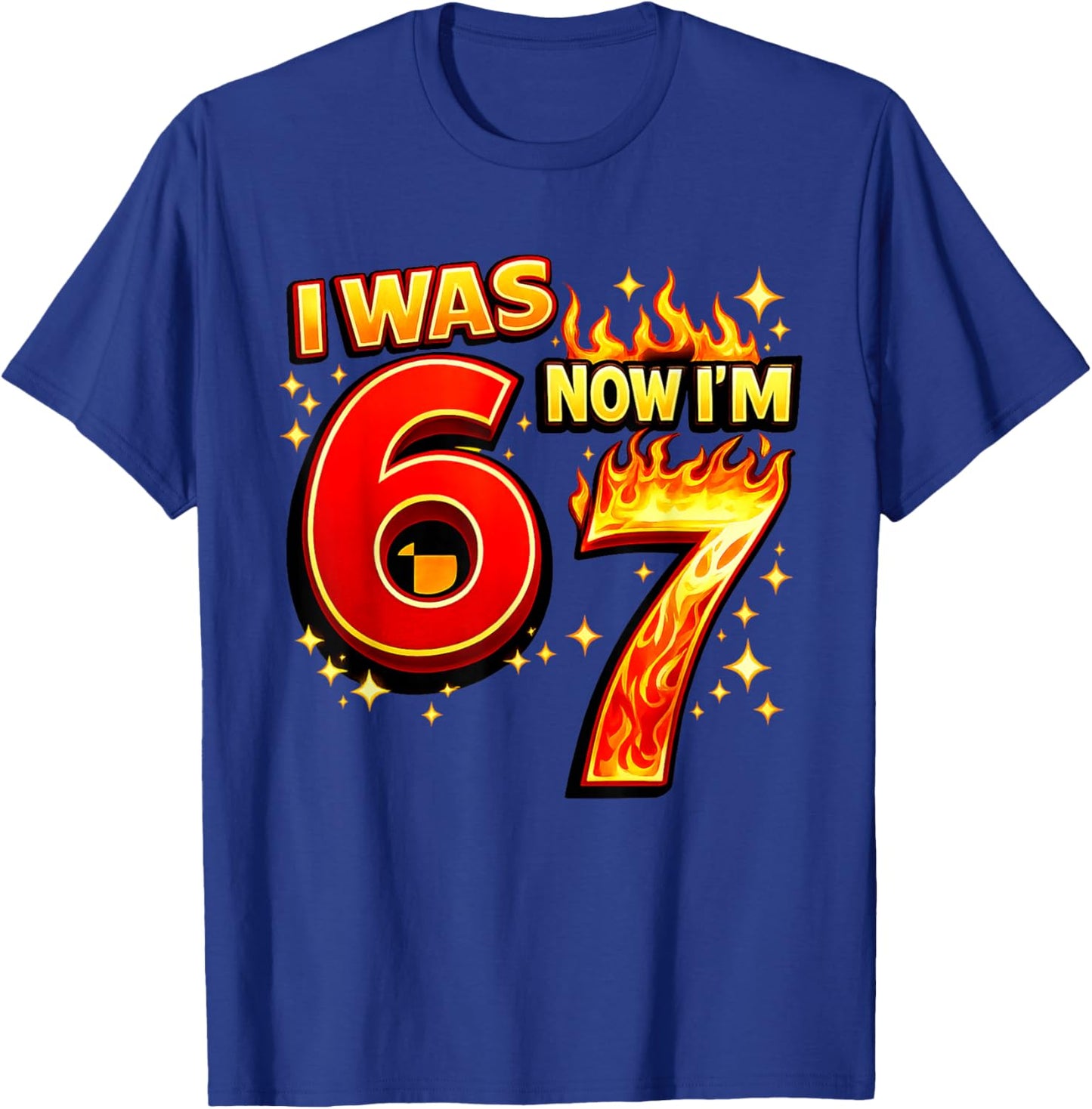 7 Years Old Birthday I was 6 Now I'm 7 6 7 Funny Kids Boys T-Shirt - T-Shirt | Royal