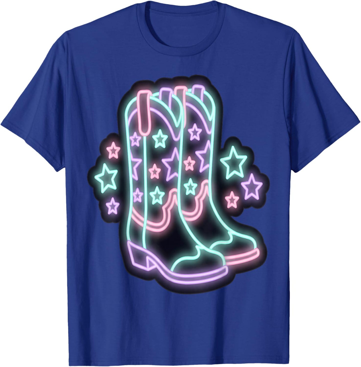 Cowboy Boots with Stars Western Retro T-Shirt - T-Shirt | Royal