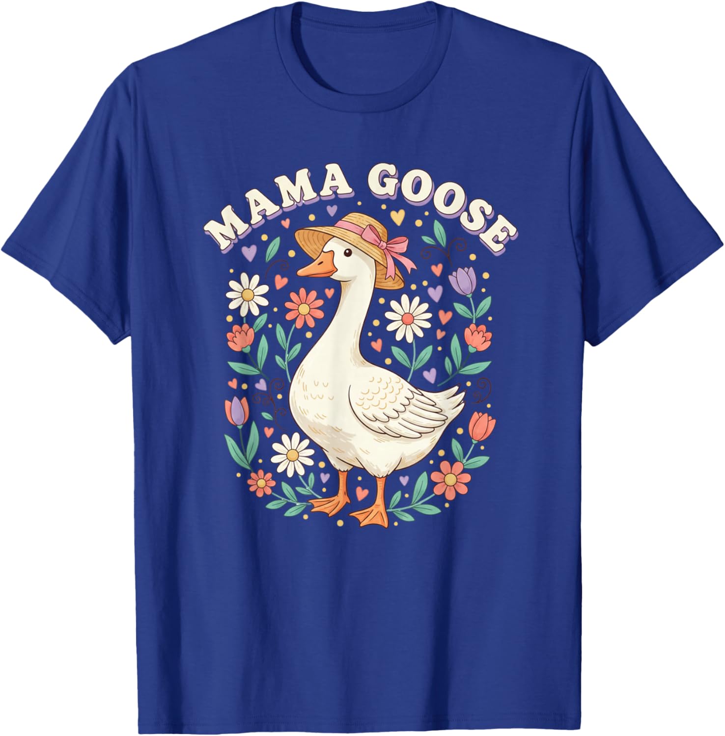 Cute Floral Mama Goose Coquette Mother's Day Silly Goose T-Shirt - T-Shirt | Royal