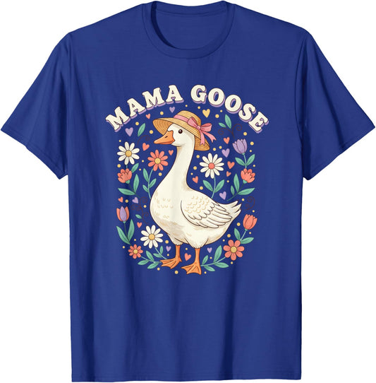 Cute Floral Mama Goose Coquette Mother's Day Silly Goose T-Shirt - T-Shirt | Royal