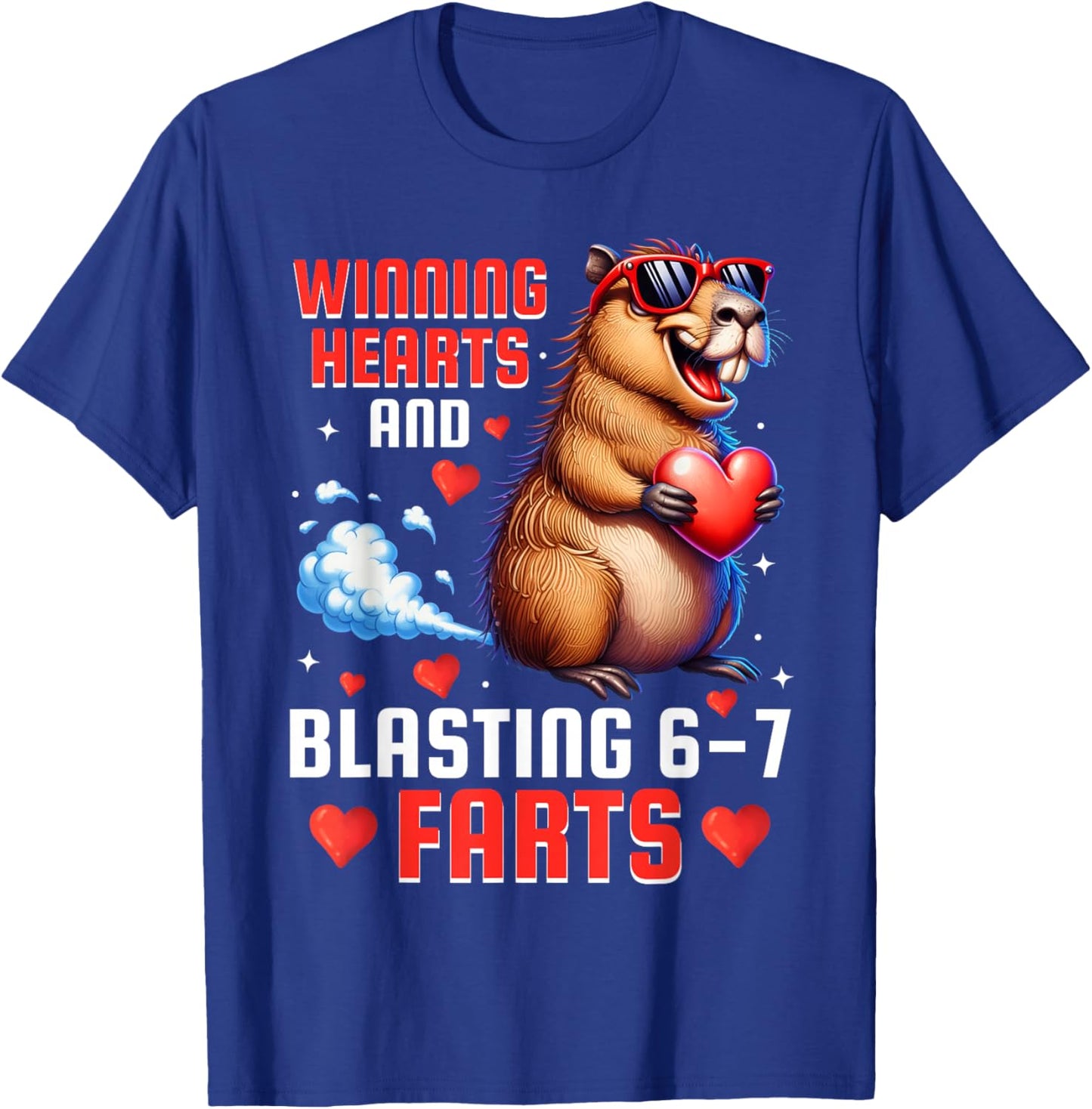 Winning Hearts 67 Meme Capybara Kids Boys Valentine's Day T-Shirt - T-Shirt | Royal