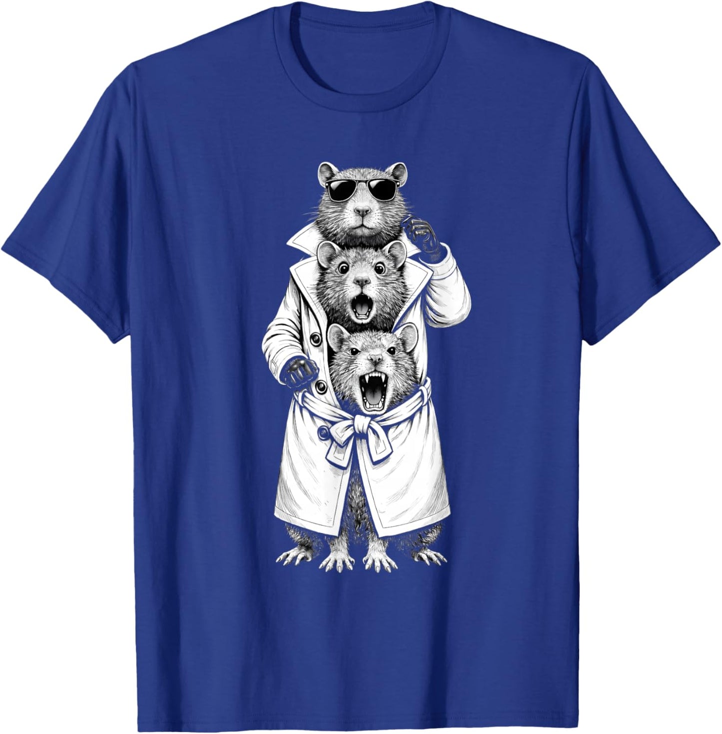 Funny Rats in Trench Coat Chaotic Feral Relatable Meme Cute T-Shirt - T-Shirt | Royal