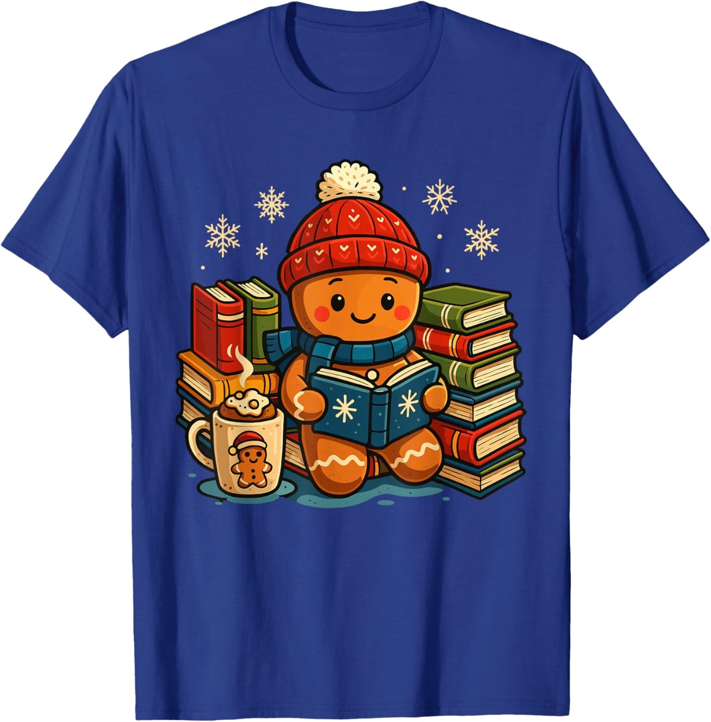 Reading Gingerbread Teacher Shirt, Cute Bookish Christmas T-Shirt - T-Shirt | Royal