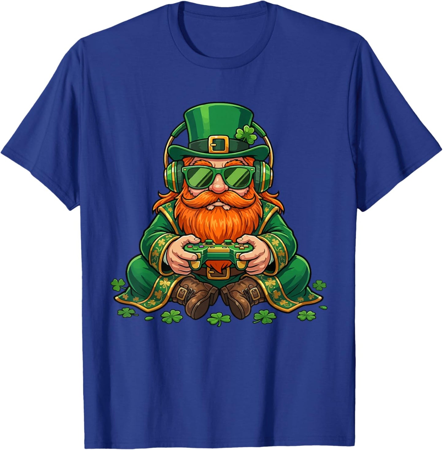 Video Game Leprechaun St Patricks Day Gamer Kids Boys Gaming T-Shirt - T-Shirt | Royal