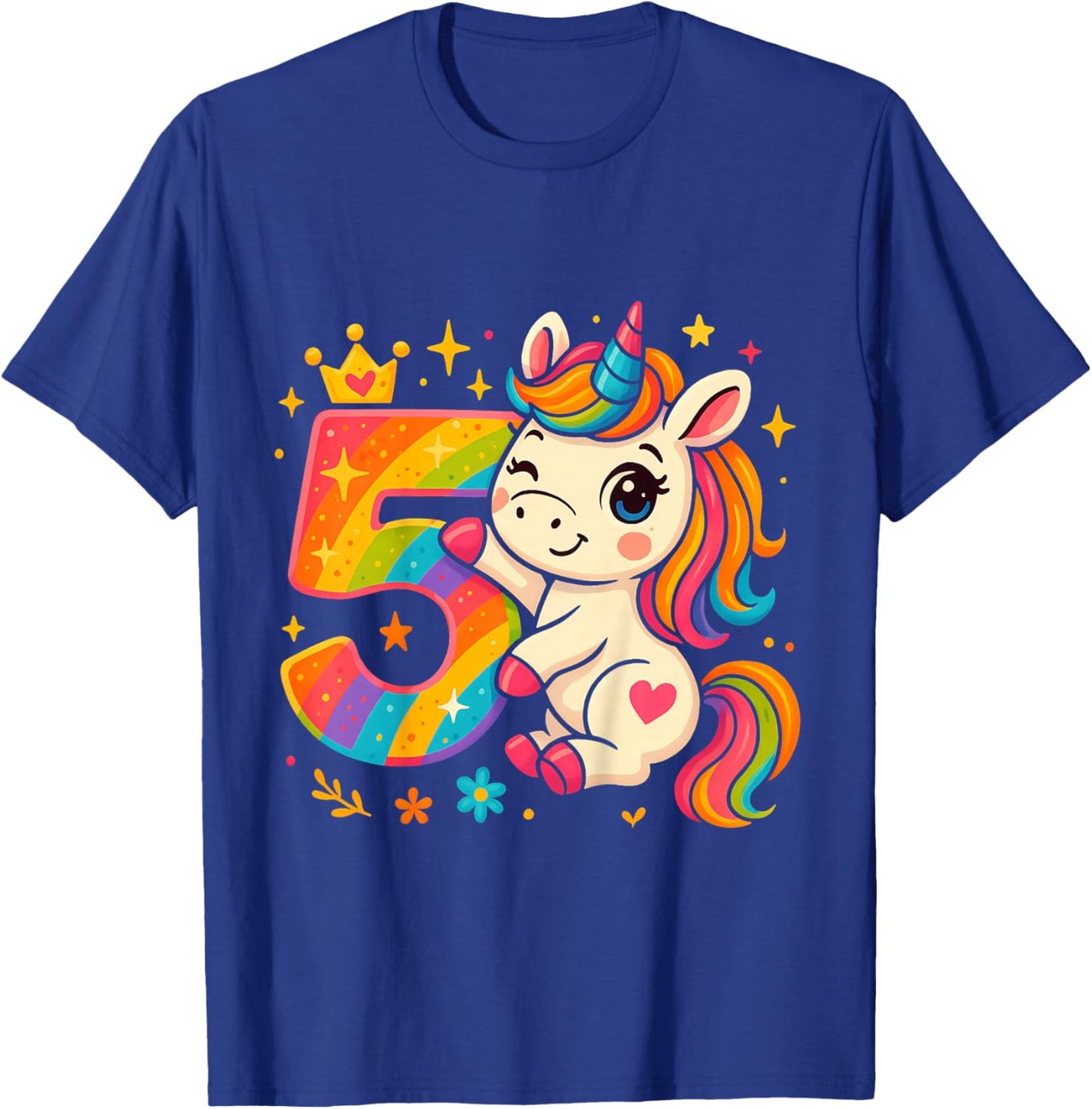 5th Birthday Unicorn Rainbow Number 5 Princess T-Shirt - T-Shirt | Royal