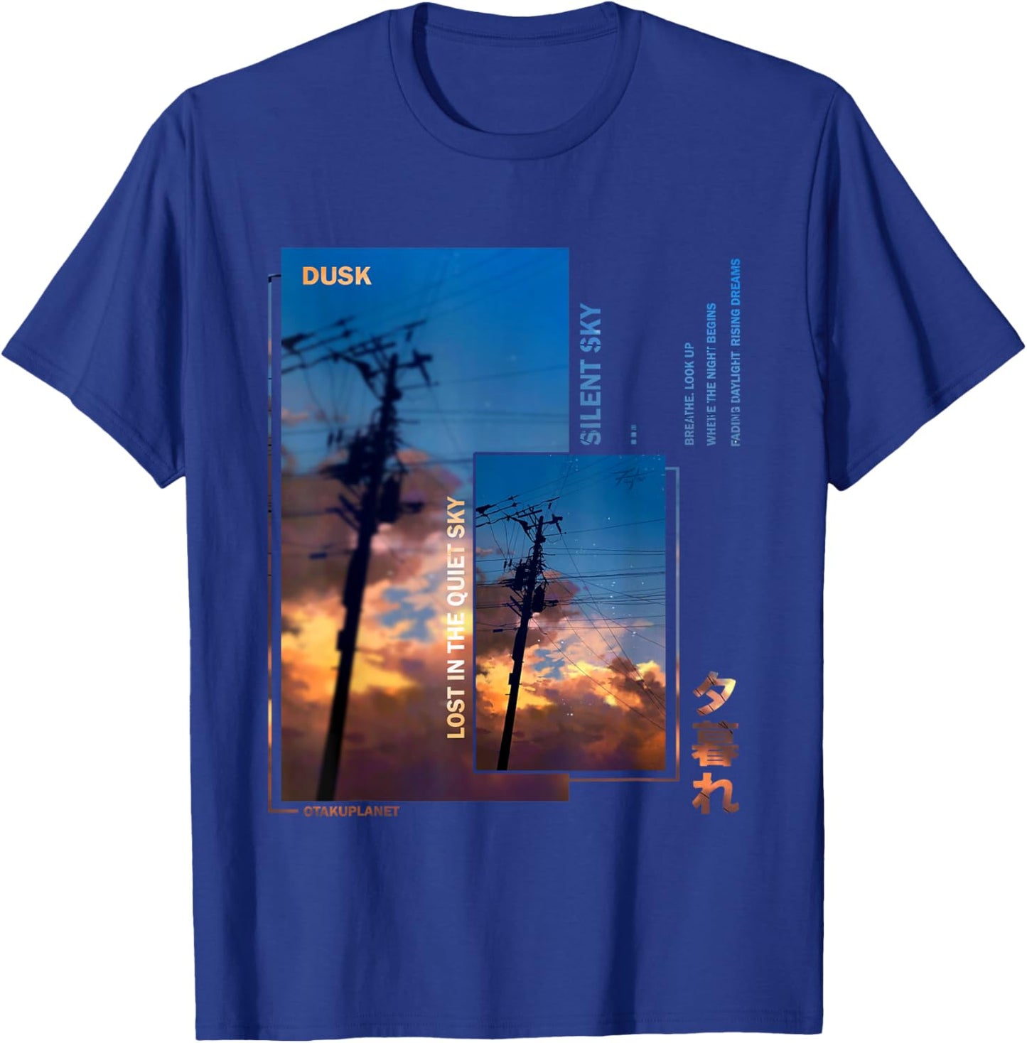 Silent Sky in Japanese 80's 90's Retro Vaporwave Harajuku T-Shirt - T-Shirt | Royal