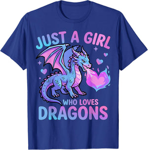Just a Girl Who Loves Cute Dragons T-Shirt - T-Shirt | Royal