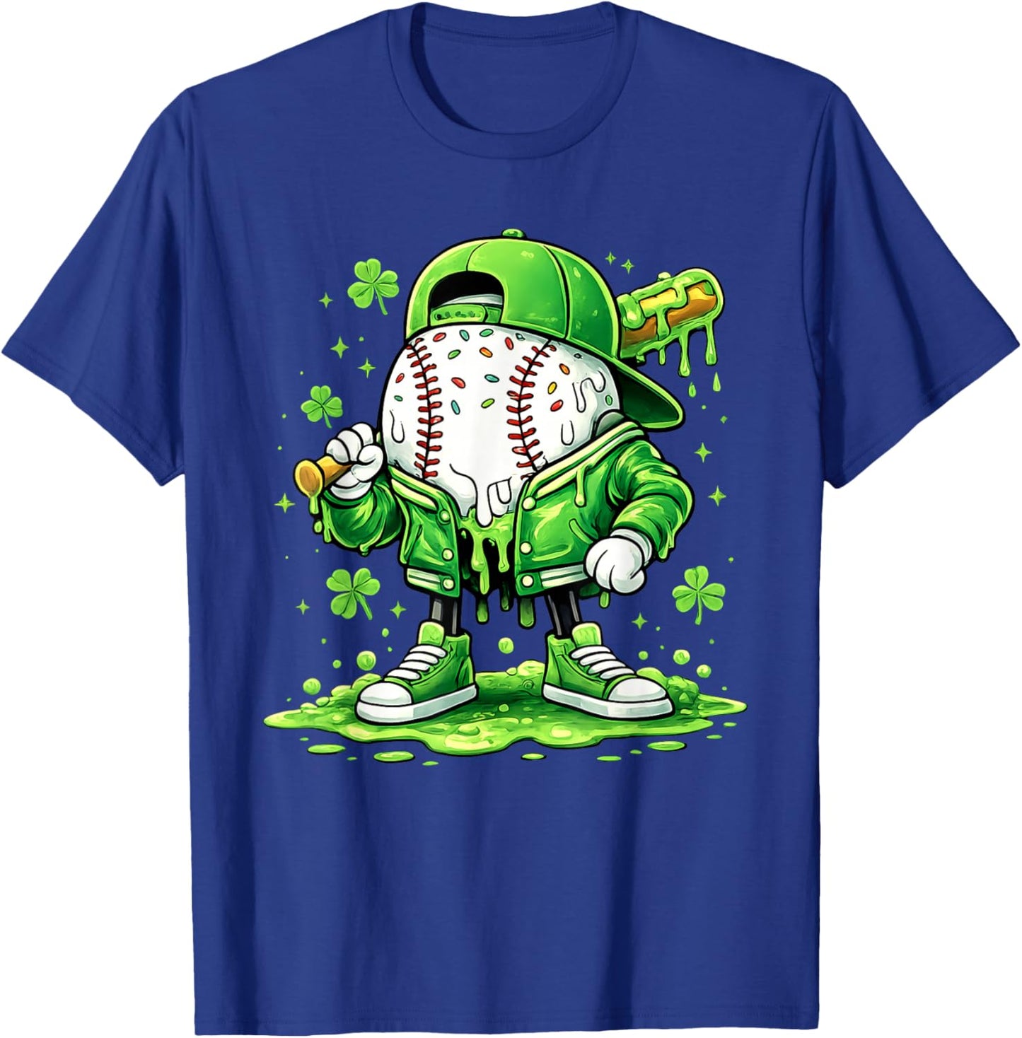 Baseball St Patricks Day Carnival Party Ice Cream Drip Boys T-Shirt - T-Shirt | Royal