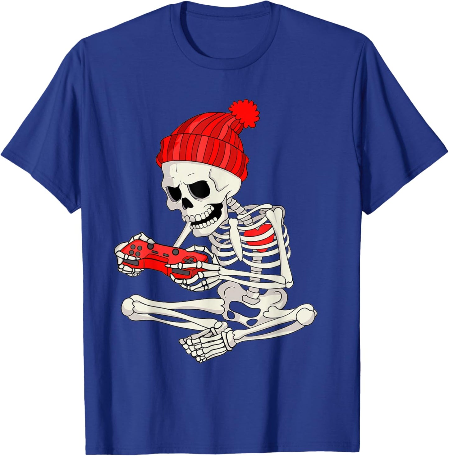 Funny Boys Valentines Skeleton Gamer Video Games Gaming T-Shirt - T-Shirt | Royal