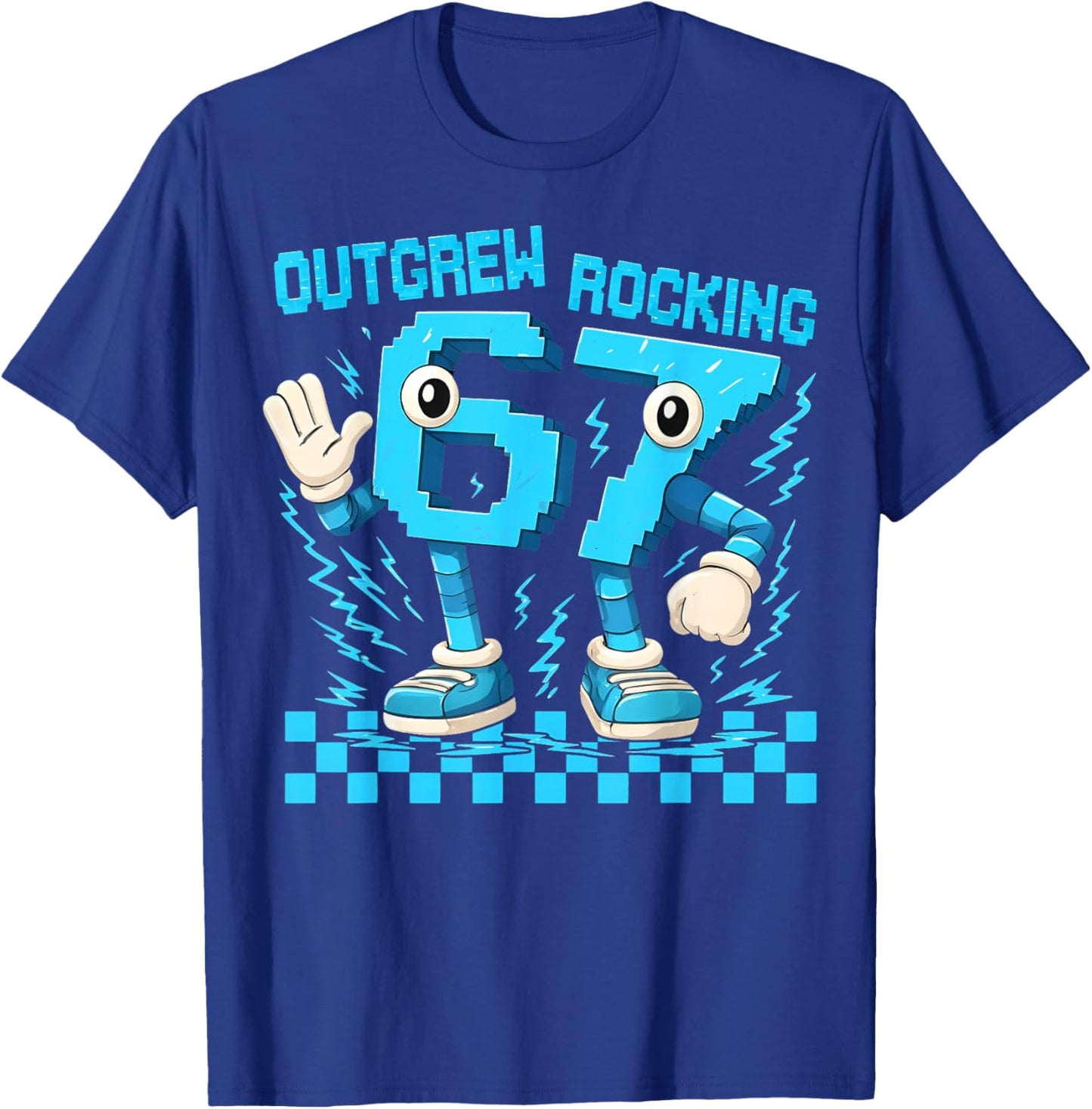 Funny Brainrot Outgrew 6 Rocking 7 Birthday Boy Gift Kid T-Shirt - T-Shirt | Royal