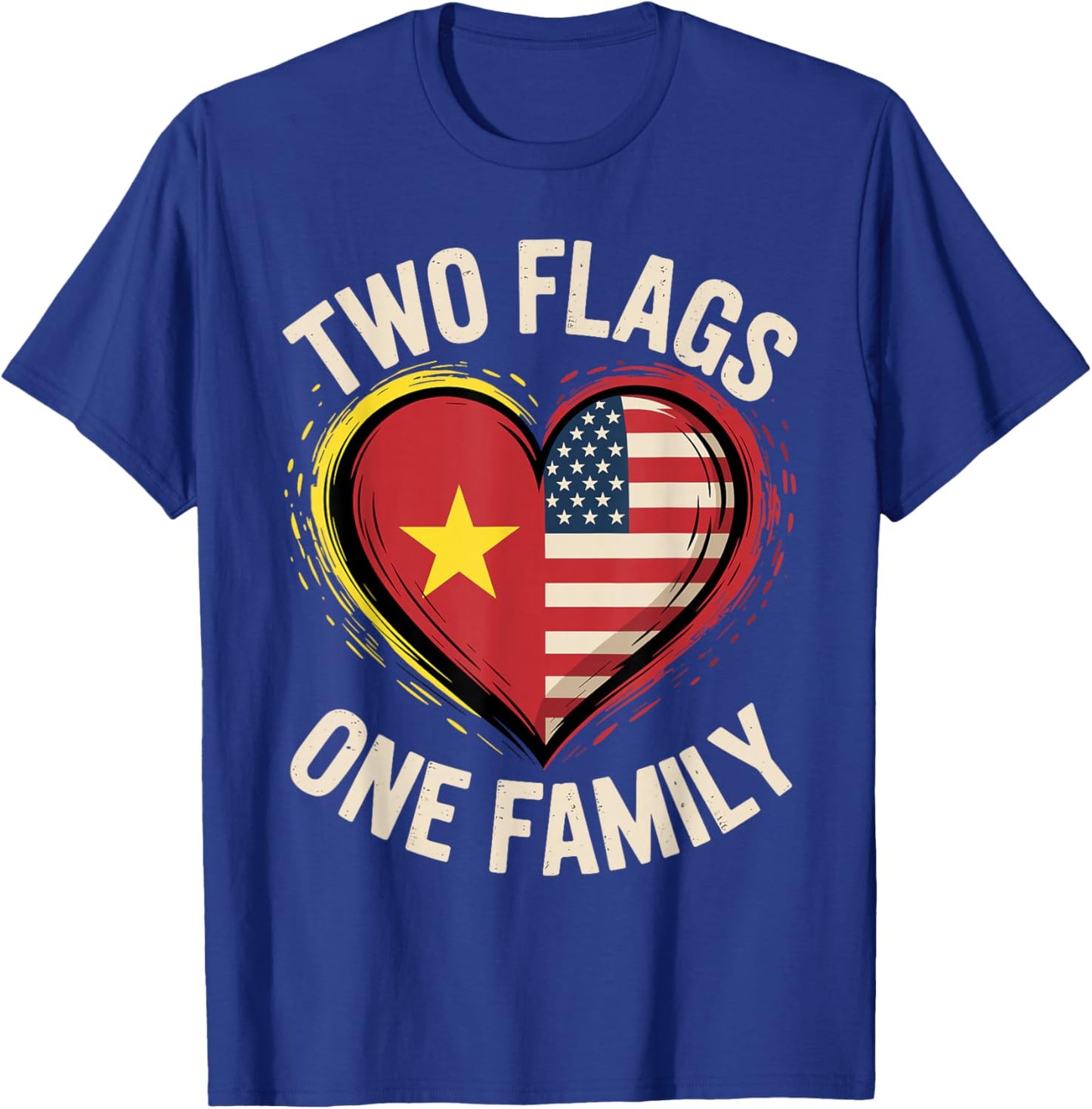Vietnam USA Two Flags One Family American Vietnamese Roots T-Shirt - T-Shirt | Royal