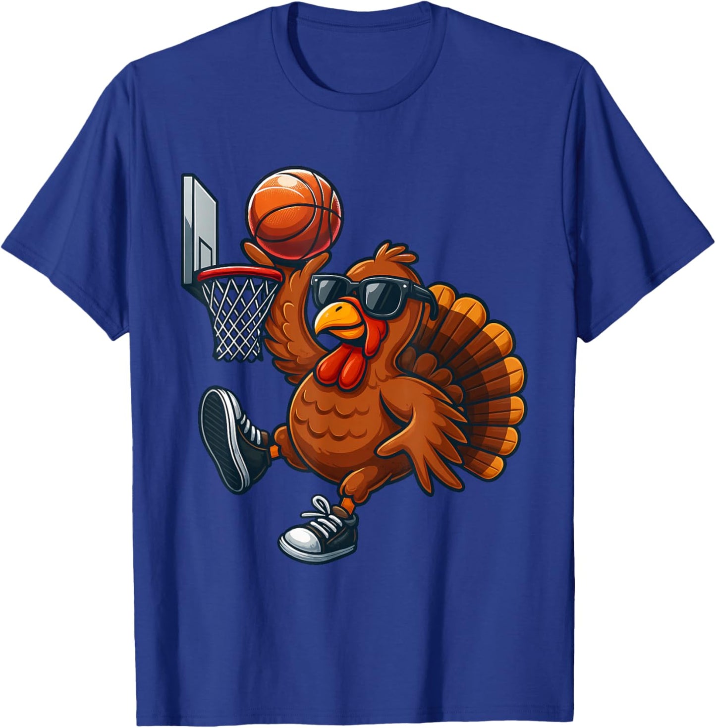Funny Thanksgiving Turkey Basketball Fans Thankful November T-Shirt - T-Shirt | Royal