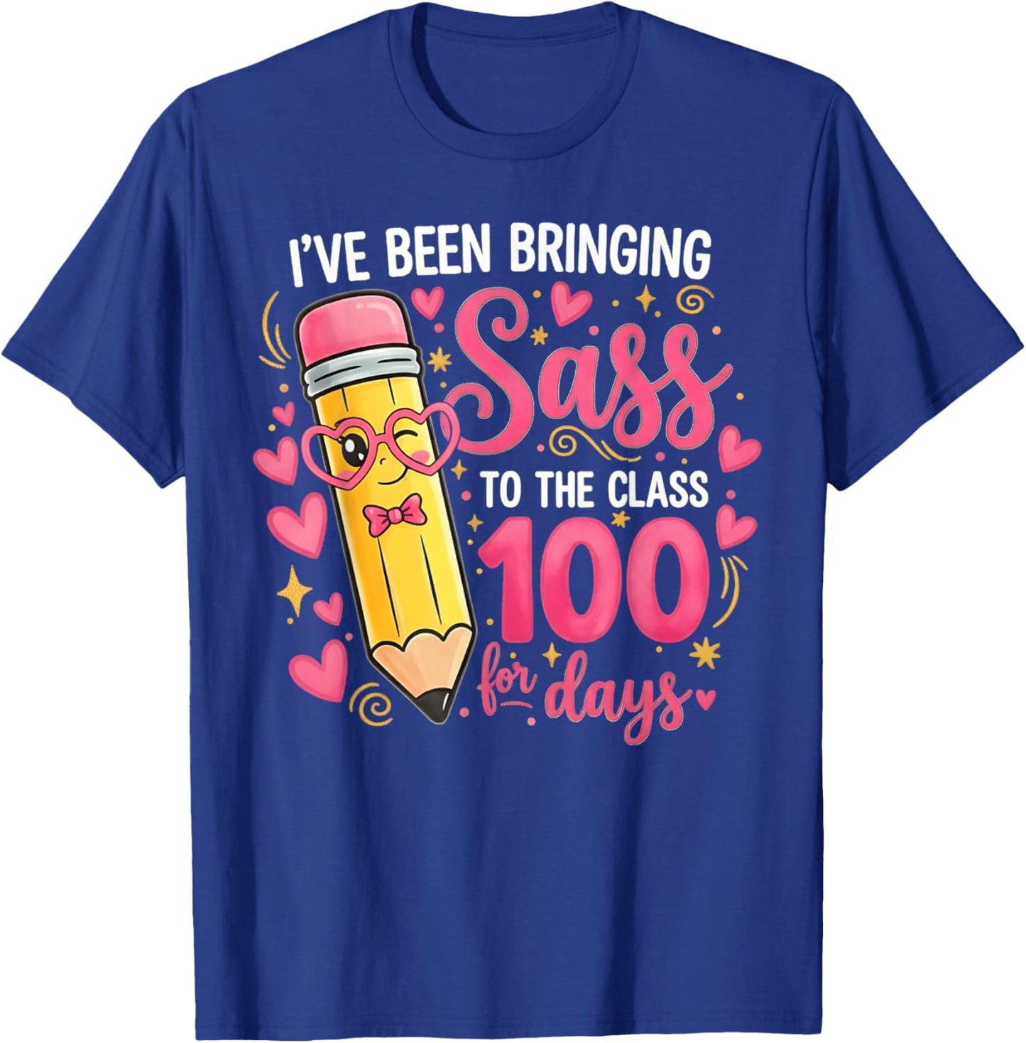 Bringing Sass to The Class for 100 Days of School Cute Bow T-Shirt - T-Shirt | Royal