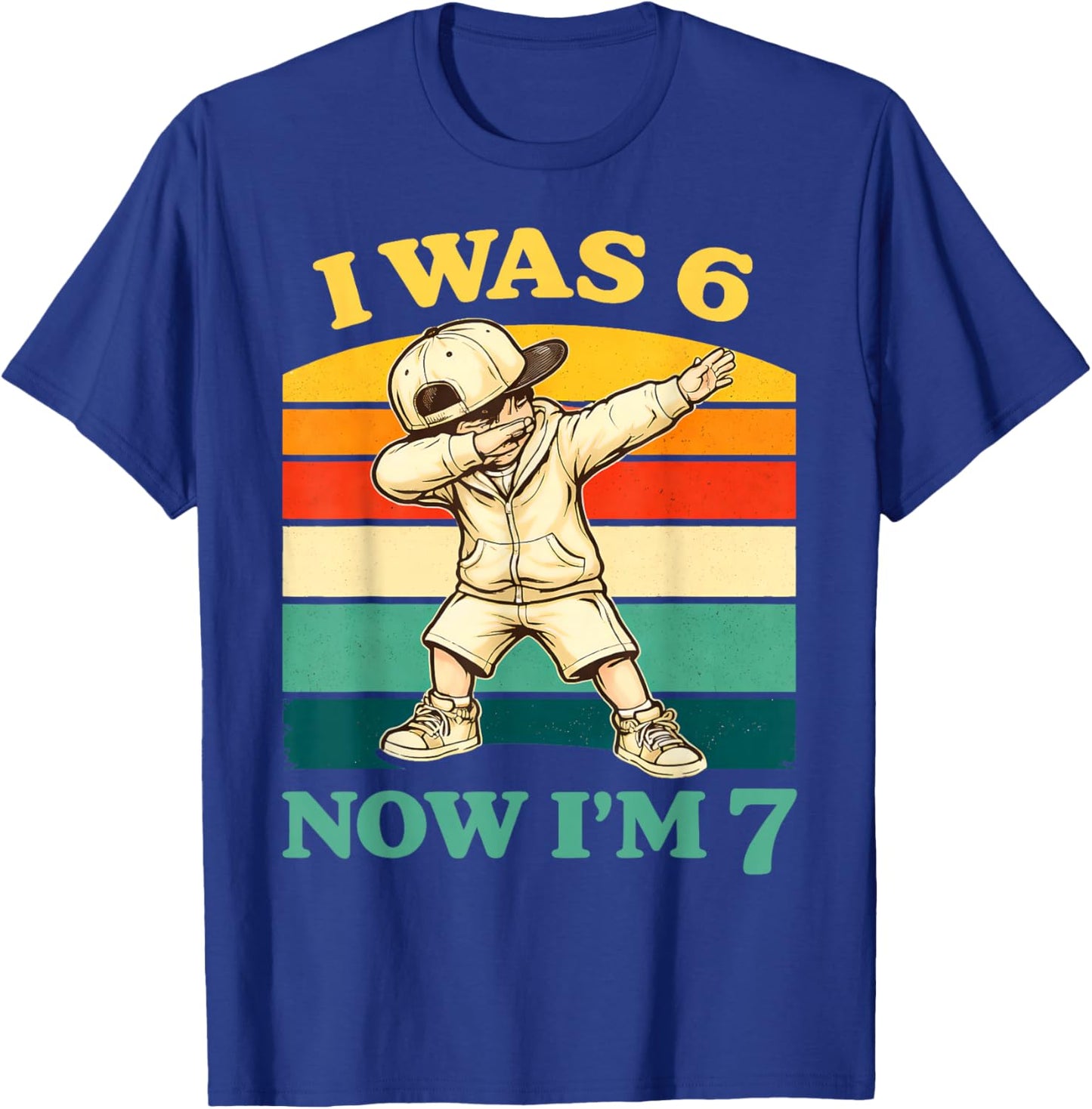 I was 6 Now I'm 7 Boys Kids 7th Birthday Gen Alpha Meme T-Shirt - T-Shirt | Royal