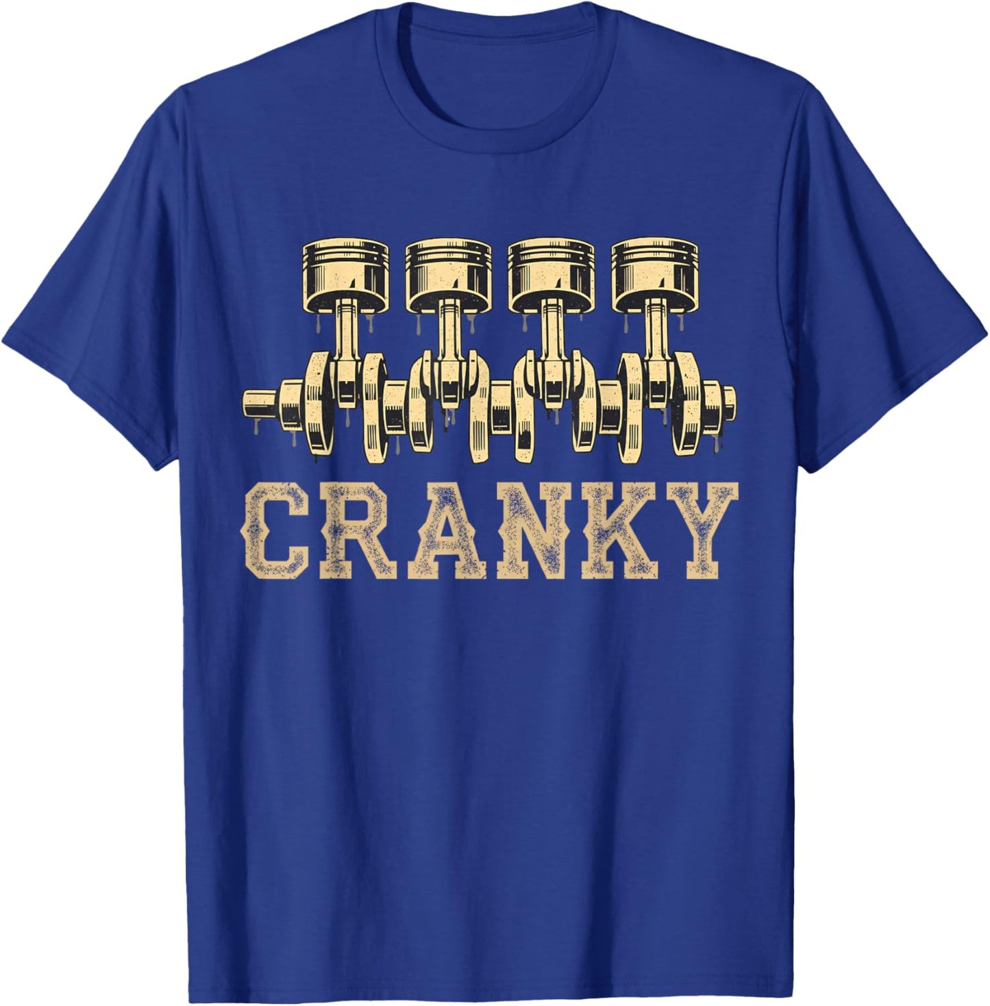 Cranky Car Engine Crankshaft Auto Car Garage Mechanical T-Shirt - T-Shirt | Royal