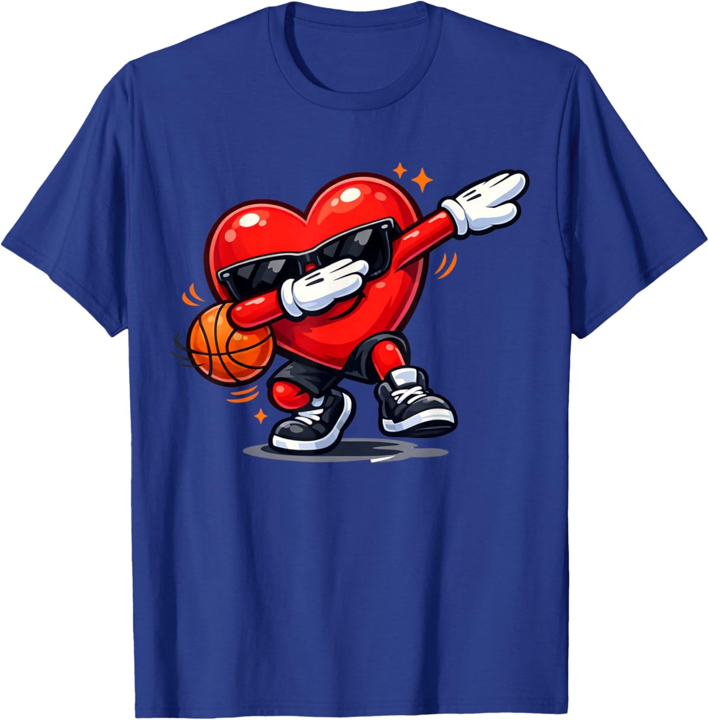 Valentines Day Basketball Funny Dabbing Red Heart Love Boys T-Shirt - T-Shirt | Royal