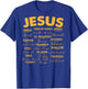 Jesus is King Names of God Hebrew Jesus Christian (On Back) T-Shirt - T-Shirt | Royal