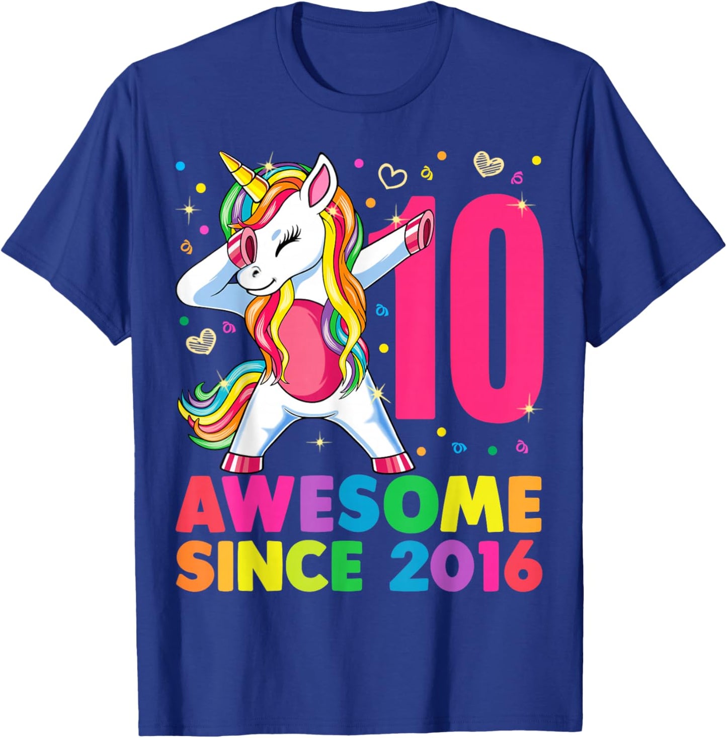 10 Years Old Unicorn Dabbing 10th Birthday Girl Gift Party T-Shirt - T-Shirt | Royal