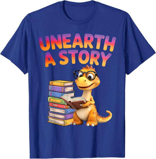 Unearth a Story Summer Reading 2026 Men Women Kids T-Shirt - T-Shirt | Royal