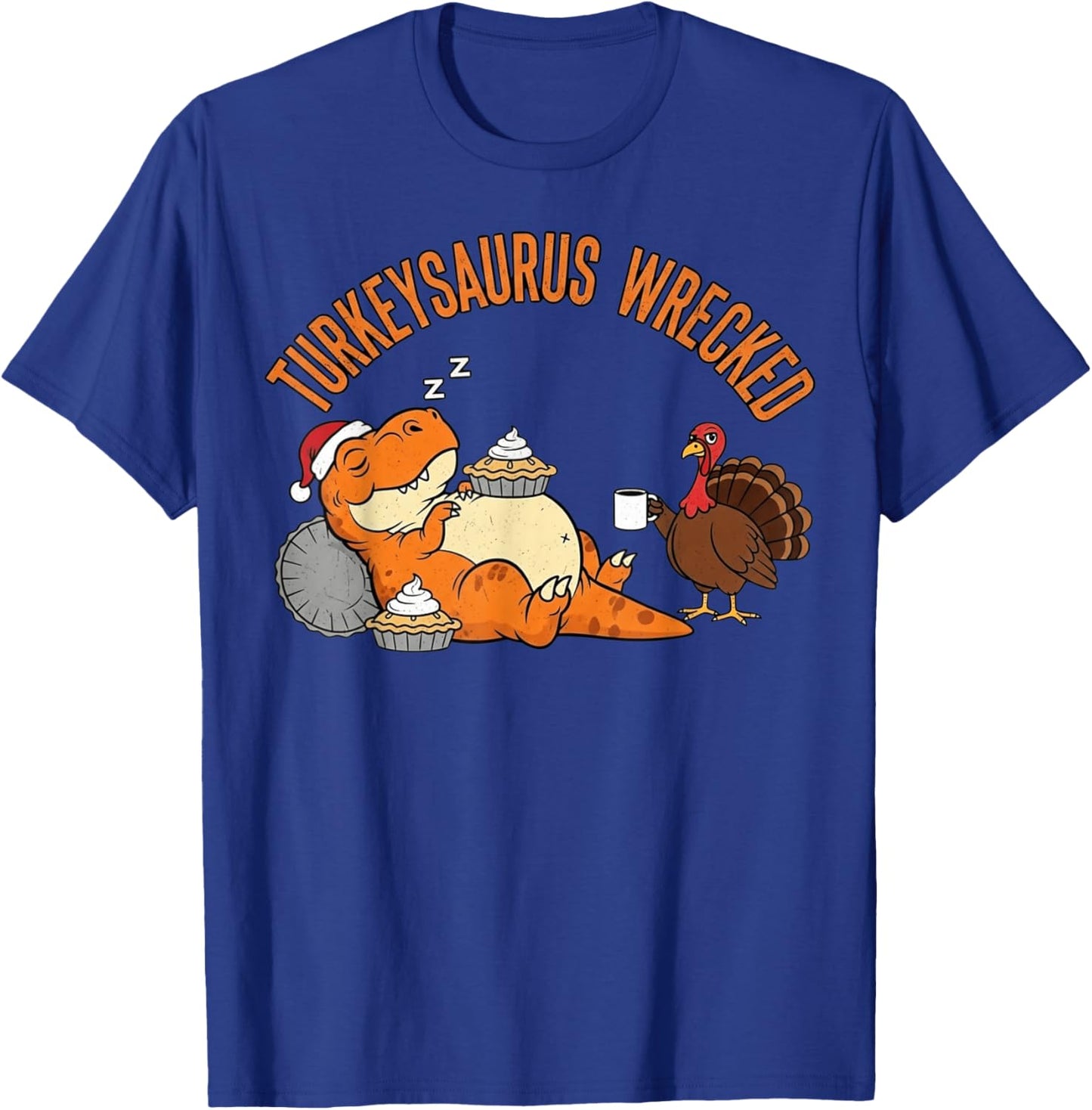 Turkeysaurus Wrecked Funny Dino Boys Thanksgiving T-Shirt - T-Shirt | Royal