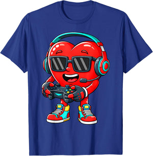Valentines Day Gamer Heart Gaming Boys Kids Men Youth Teen T-Shirt - T-Shirt | Royal
