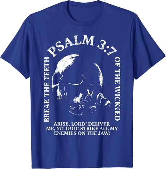 Psalm 3:7 Vintage Skull Christian Religious Bible Verse T-Shirt - T-Shirt | Royal