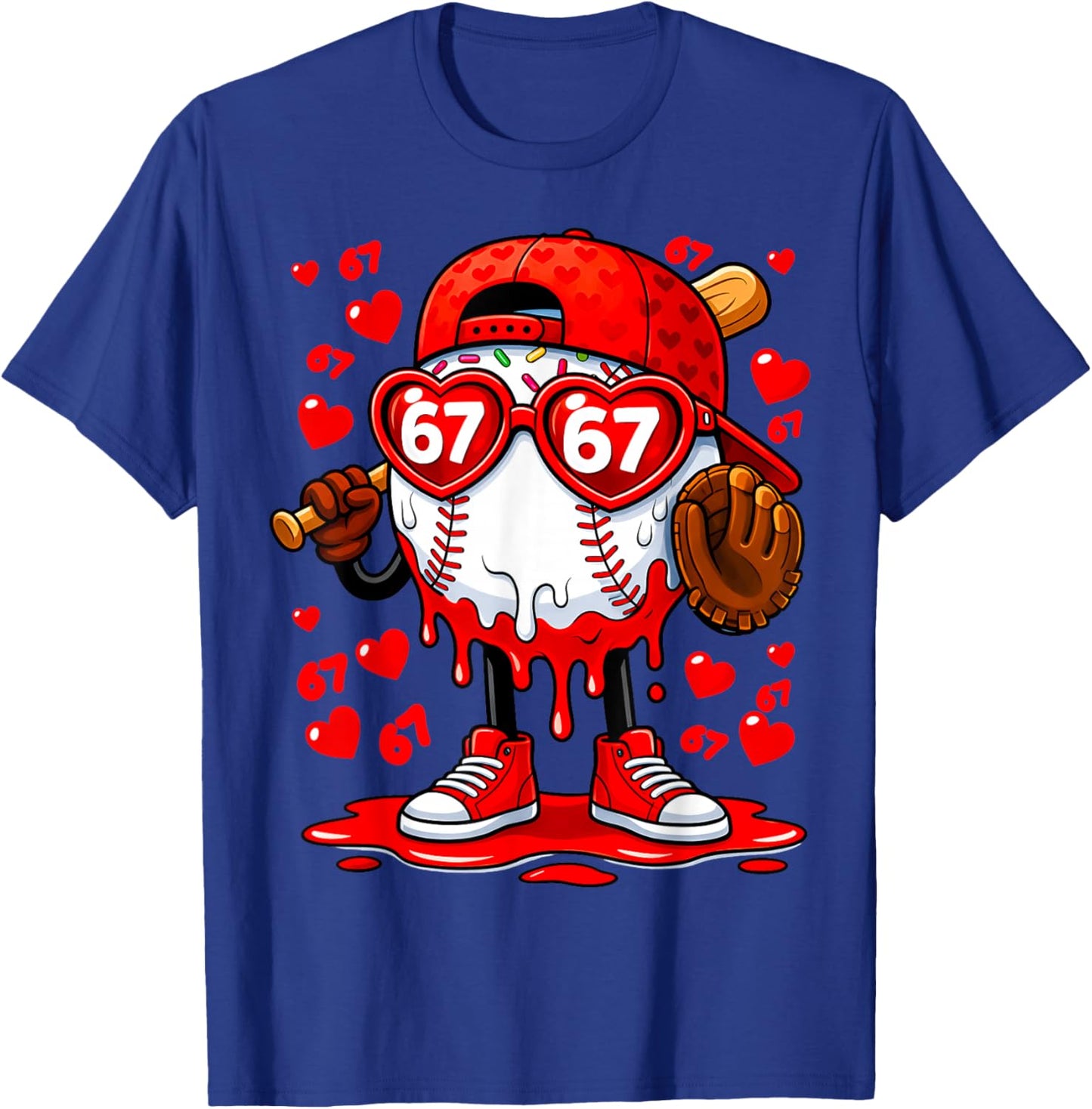 Funny 67 Baseball Drip Valentine's Day T-Shirt - T-Shirt | Royal