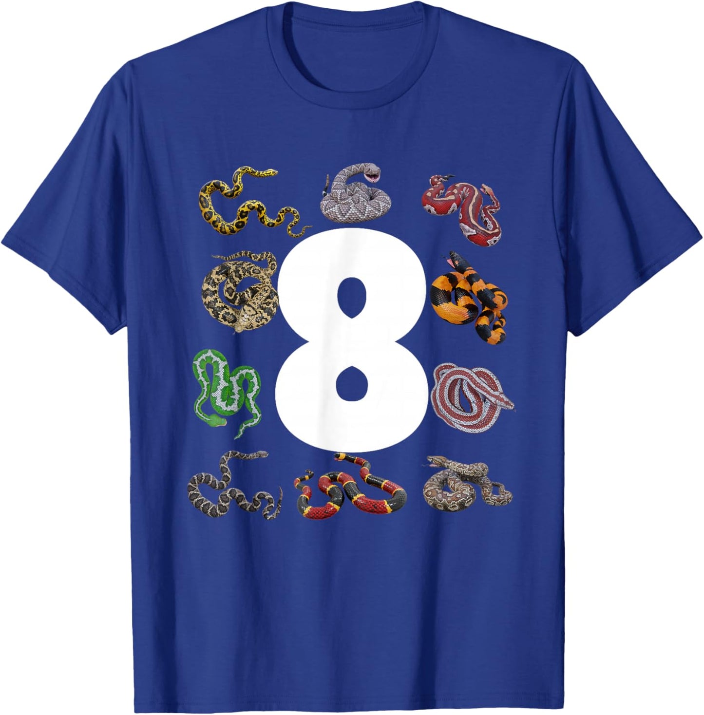 8th Snake Birthday Party Eight Year Old Snake Lover Birthday T-Shirt - T-Shirt | Royal