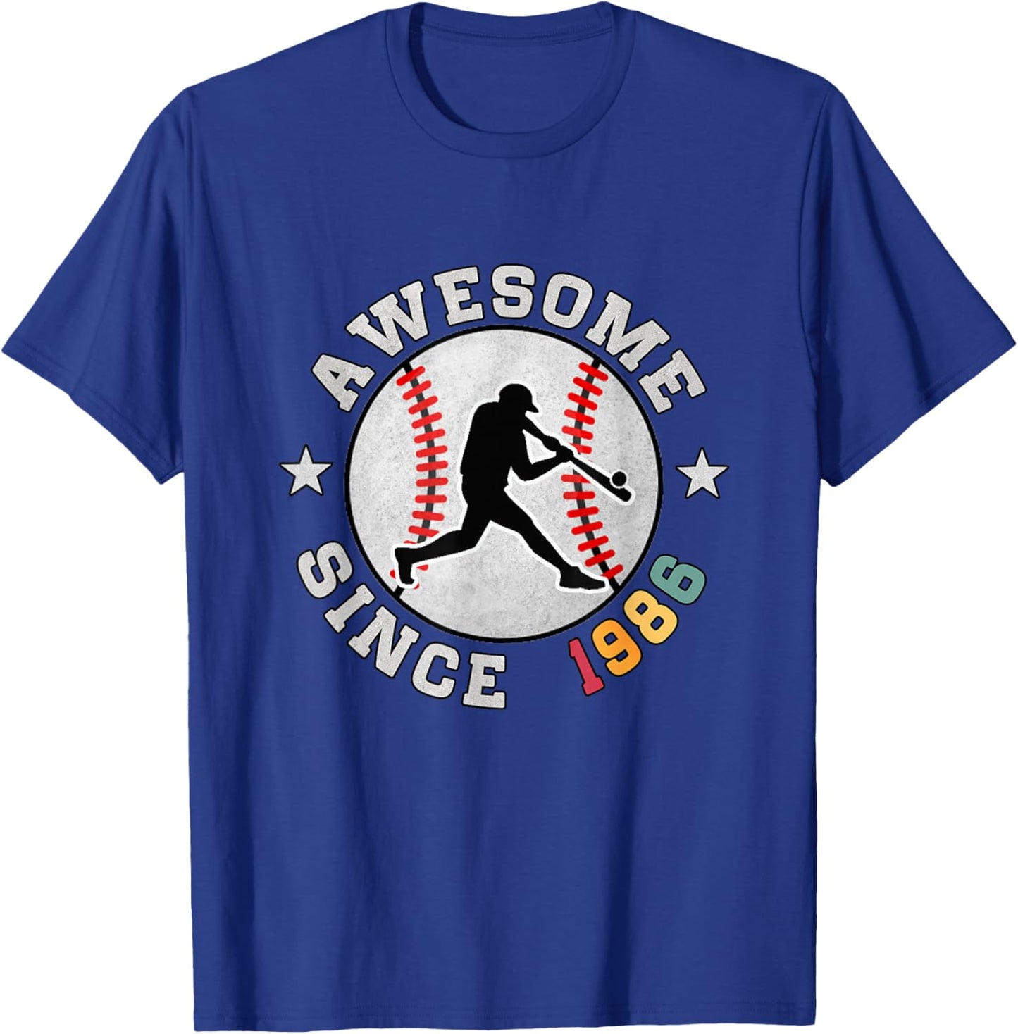 Birthday Baseball Lover Gift 40 Years Old Awesome Since 1986 T-Shirt - T-Shirt | Royal