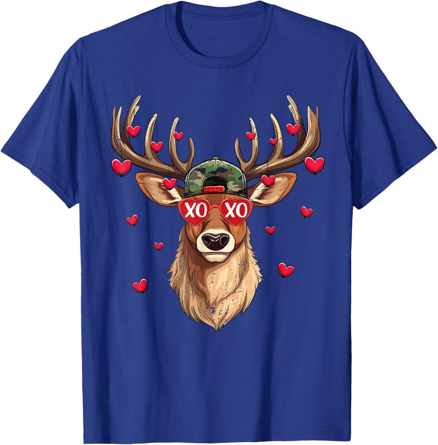 XOXO Valentines Day Shirts Boys Kids Buck Camo Deer Hunting T-Shirt - T-Shirt | Royal