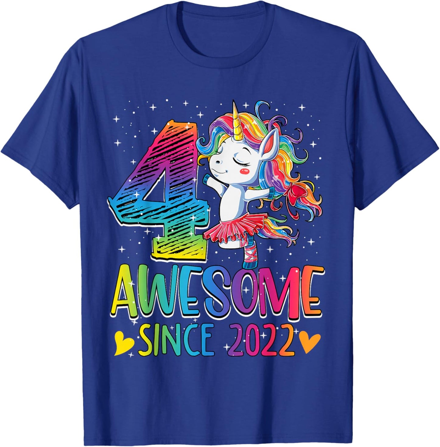 4th Birthday Unicorn Outfit for 4 Year Old Girls Since 2022 T-Shirt - T-Shirt | Royal