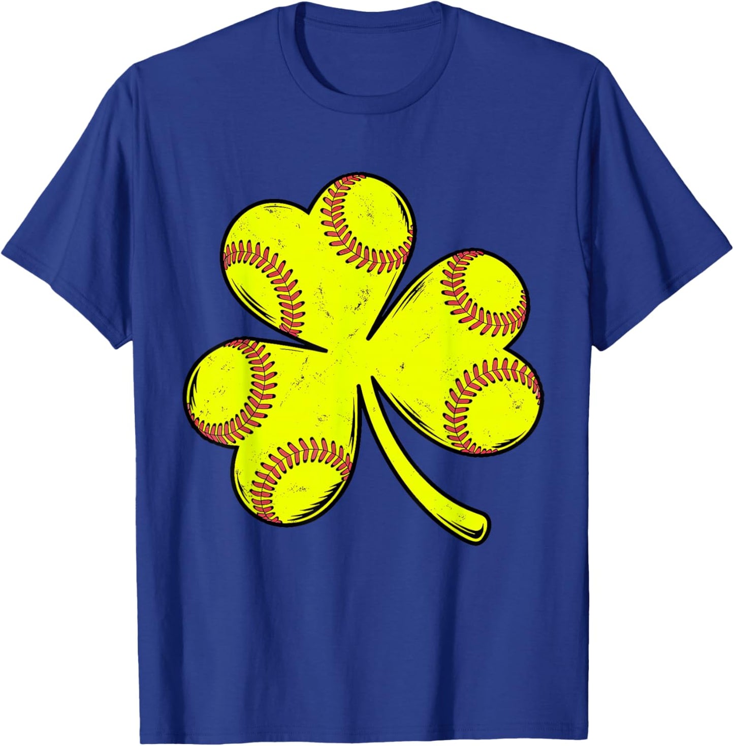 Retro Softball Irish Shamrock Clover Sports St. Patricks Day T-Shirt - T-Shirt | Royal