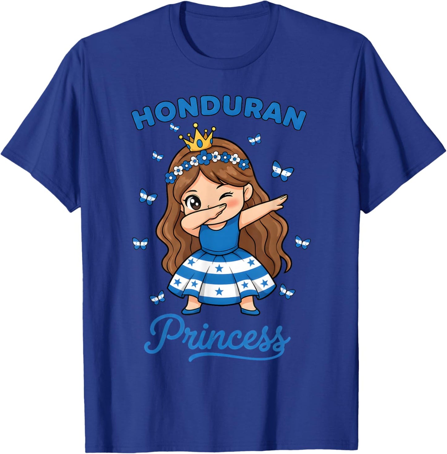 Honduran Princess Dabbing Cute Girl Honduras Flag T-Shirt - T-Shirt | Royal
