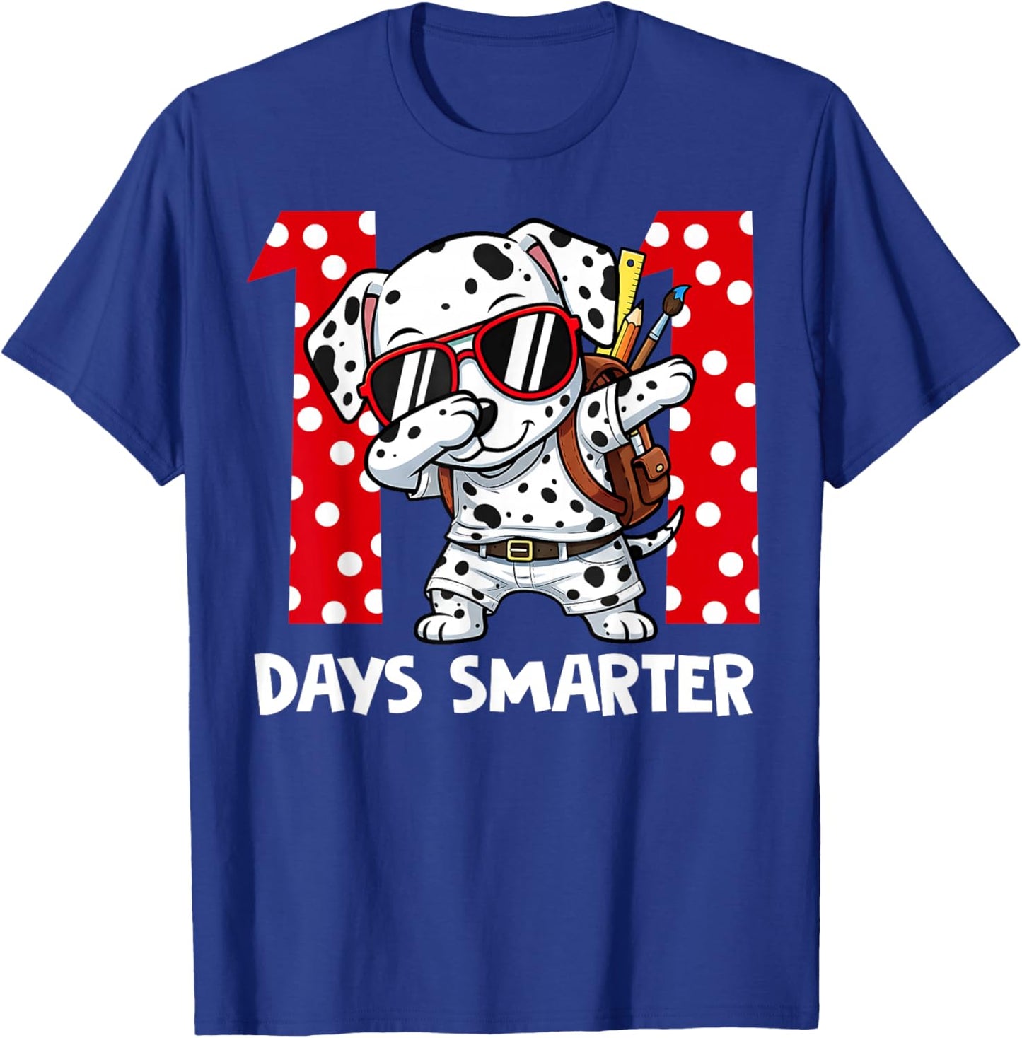 100 Days Smarter Cute Dalmatian Dog 100th Day of School Kids T-Shirt - T-Shirt | Royal