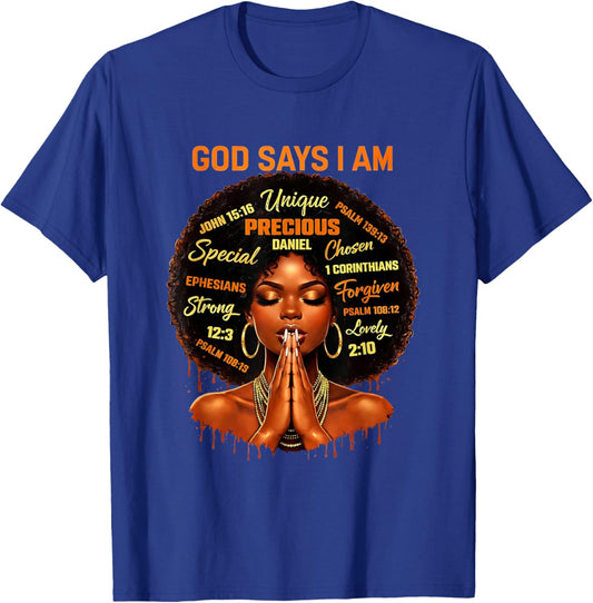 Faith God African American Black Women Christian Afro T-Shirt - T-Shirt | Royal