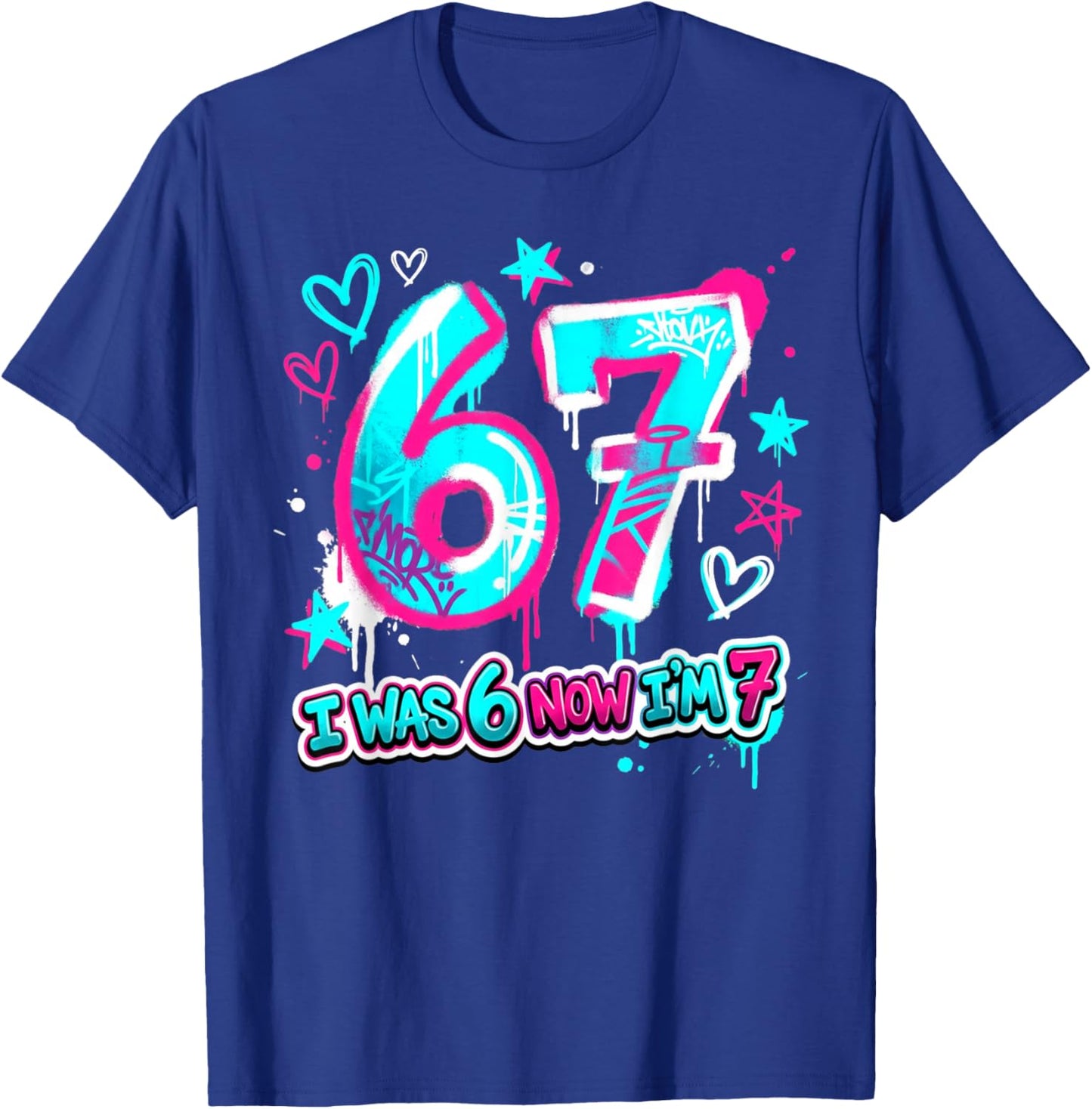 Six Seven Meme 7 Year Old Birthday Shirt was 6 Now I'm 7 T-Shirt - T-Shirt | Royal