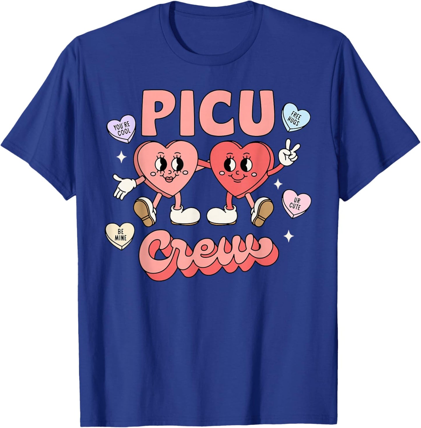 PICU Crew Candy Heart Valentine Pediatric ICU Nurse RN Women T-Shirt - T-Shirt | Royal