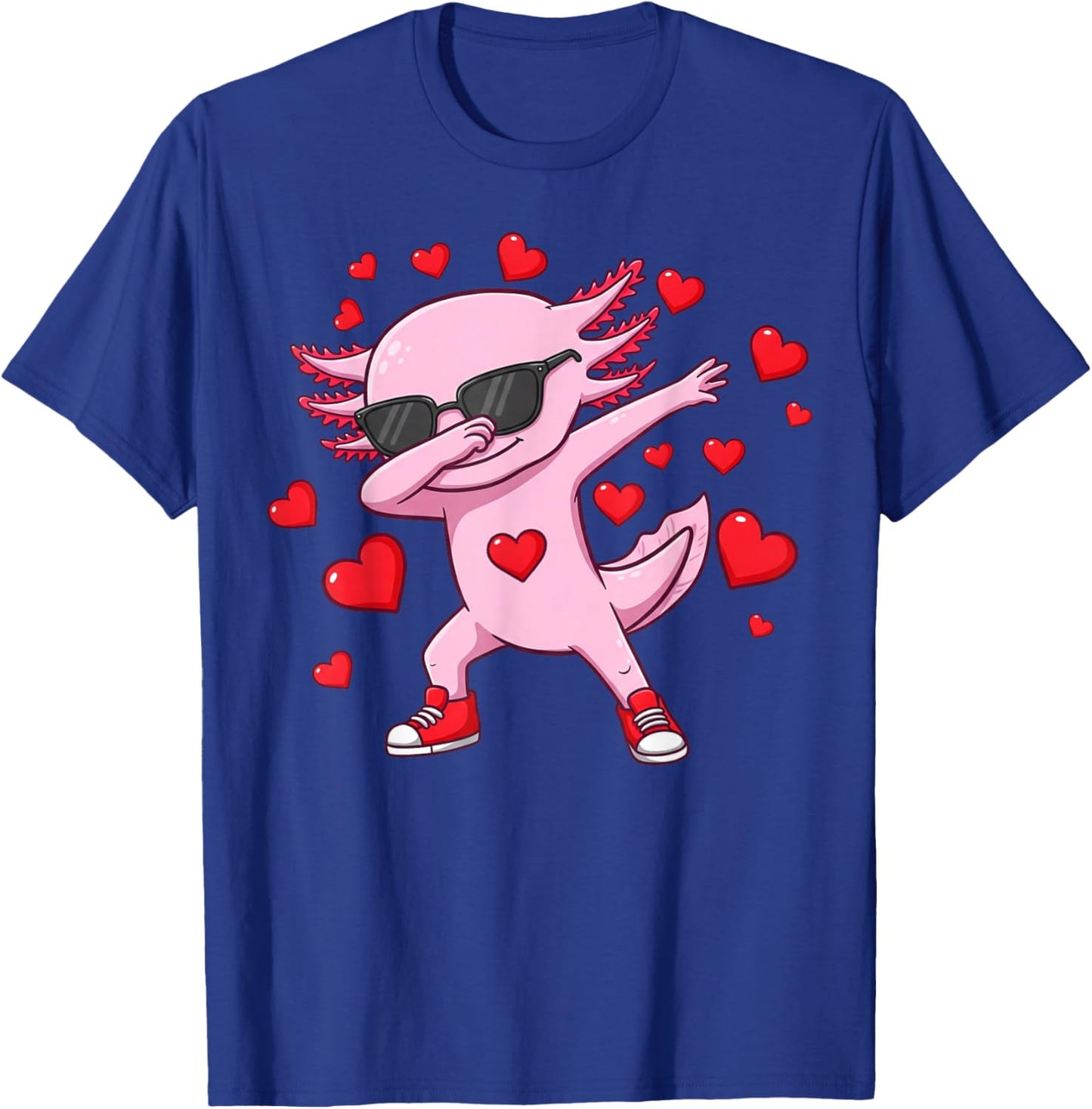 Dabbing Axolotl Heart Valentines Day as Girls Boys Kids T-Shirt - T-Shirt | Royal